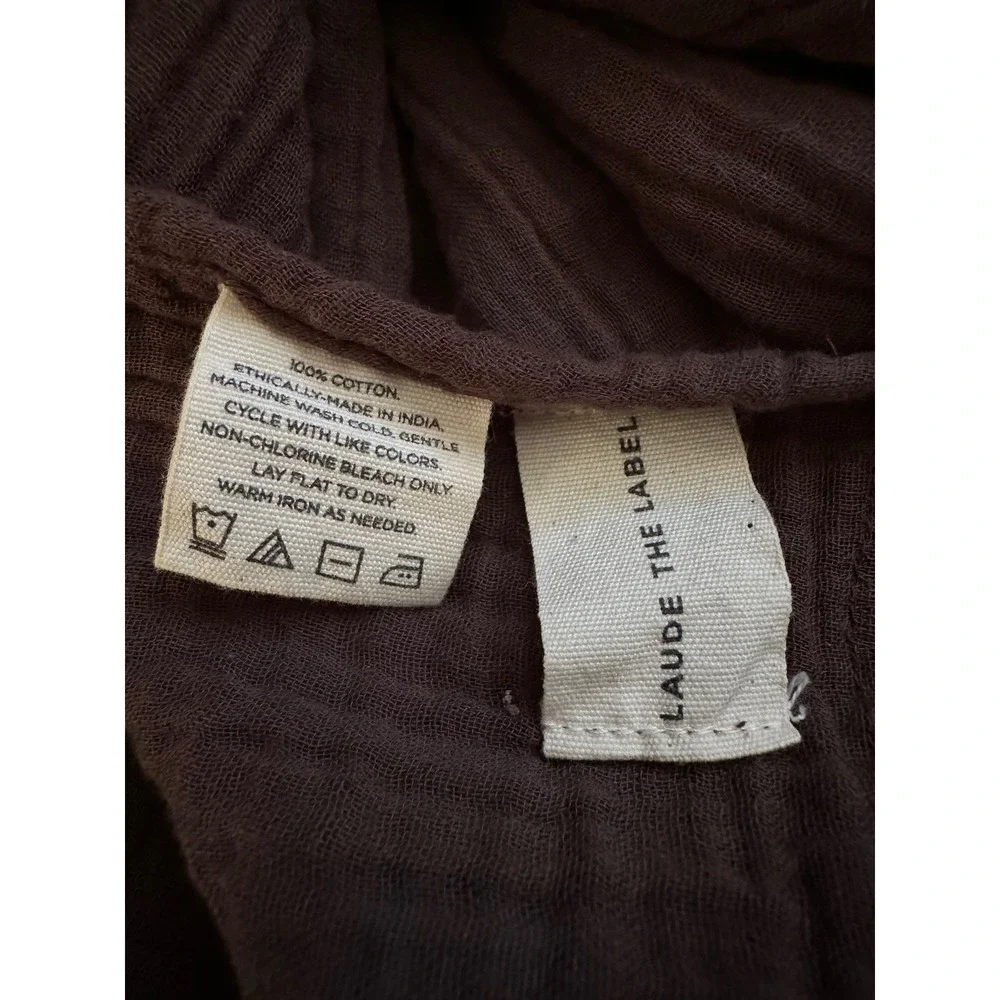 Coastal Boho Laude The Label Carob Bubble Gauze Cotton Scarf Fringe Wrap